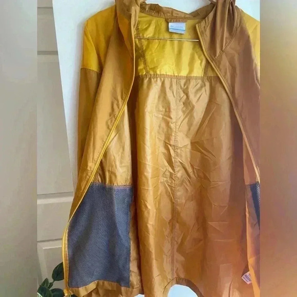 Columbia Mens Windbreaker XL Gold Yellow Hood Flashback Water Resistant Outdoor - Picture 10 of 13